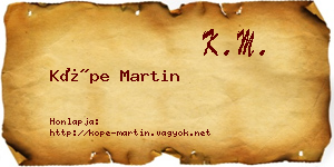 Köpe Martin névjegykártya