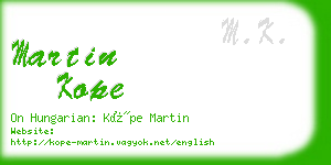 martin kope business card